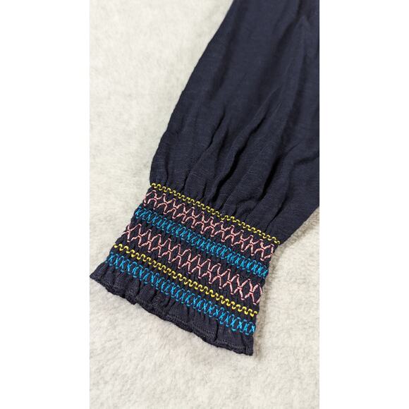 Talbots Women Dress Petite MP NWT Navy Knit Aline Scoop Neck Embroidered Cuffs - Picture 2 of 7